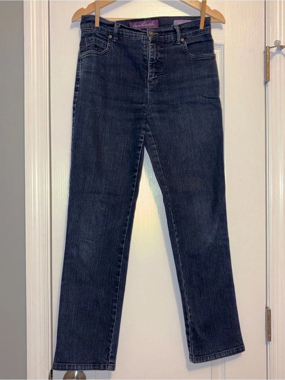 Amanda Dark Indigo Straight-Leg Jeans size 2 missy short Gloria Vanderbilt